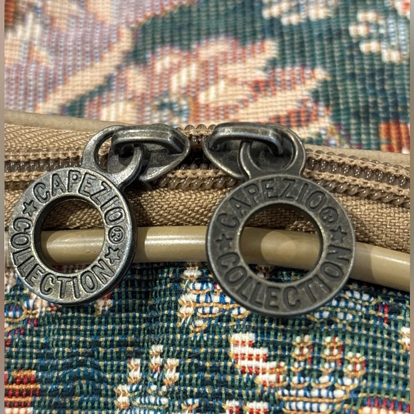 Capezio Brown and Tan Travel Bag with Vintage Tapestry Design Tan Leather Trim. - Picture 9 of 9